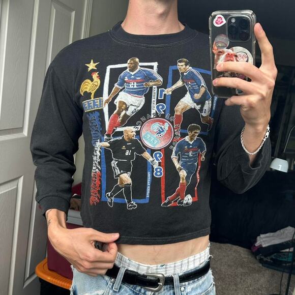 Vintage 90s Team France Futbol Soccer World Cup Sweatshirt - Picture 7 of 7